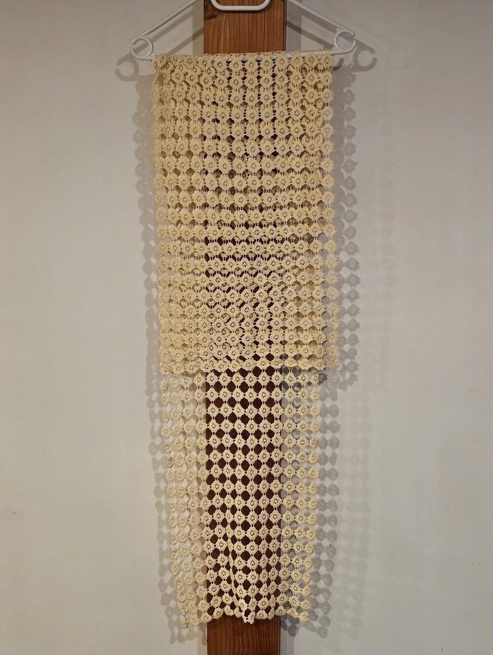 Pair Of Handmade Cream Crochet Table Runners